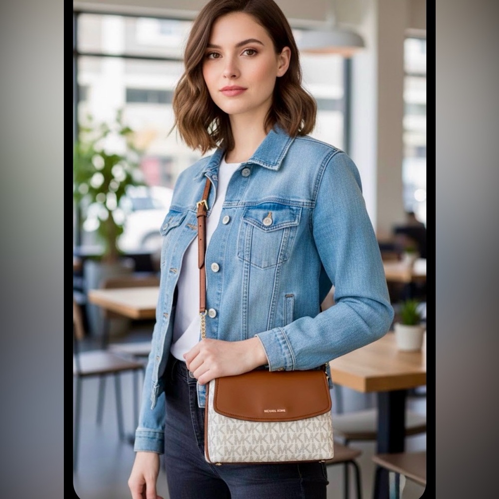 NWT Michael Kors Tan and Cream Crossbody Bag - Picture 1 of 3